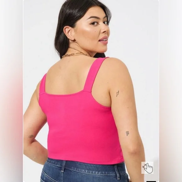 SOLD- Torrid Foxy Square Neck Pink Crop Tank Size 2X - Picture 2 of 8